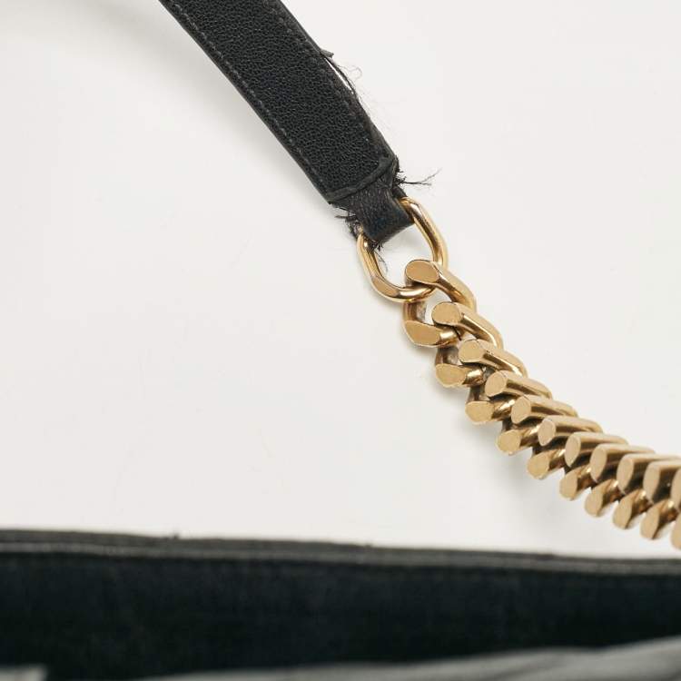 Pre Owned Saint Laurent Black Matelassé Leather Large College Top Handle Bag