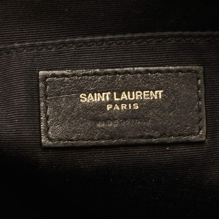 Pre Owned Saint Laurent Black Matelassé Leather Monogram Lou Camera Bag