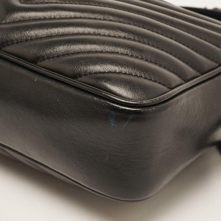 Pre Owned Saint Laurent Black Matelassé Leather Monogram Lou Camera Bag