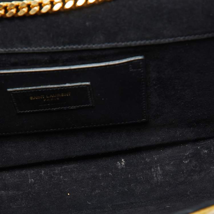 Pre Owned Saint Laurent Gold Snakeskin Medium Kate Tassel Crossbody Bag