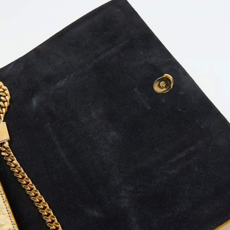 Pre Owned Saint Laurent Gold Snakeskin Medium Kate Tassel Crossbody Bag