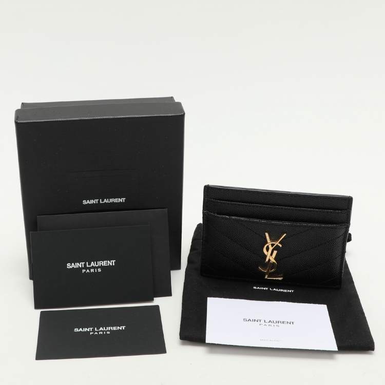 Pre Owned Saint Laurent Black Leather Logo Card Holder