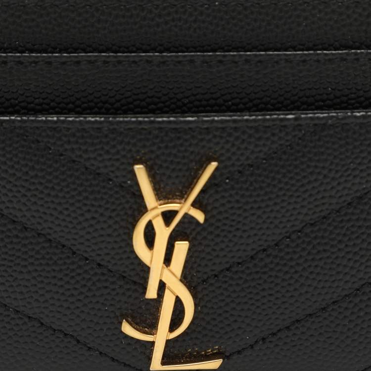 Pre Owned Saint Laurent Black Leather Logo Card Holder