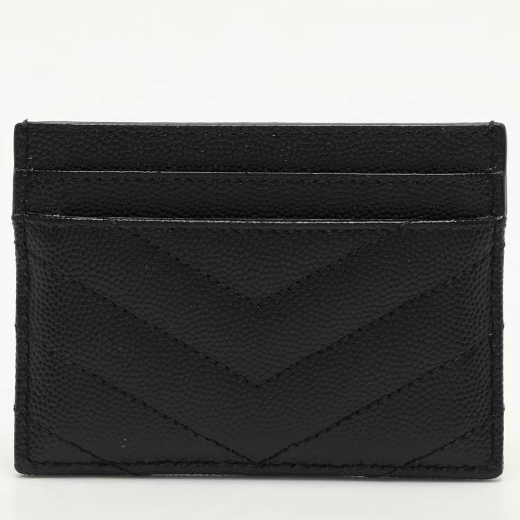 Pre Owned Saint Laurent Black Leather Logo Card Holder