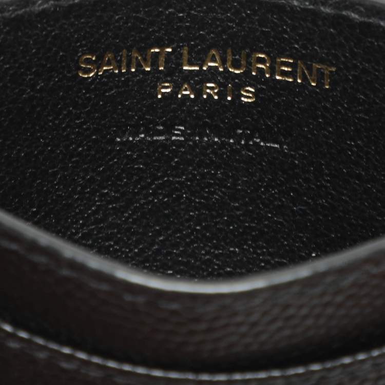 Pre Owned Saint Laurent Black Leather Logo Card Holder