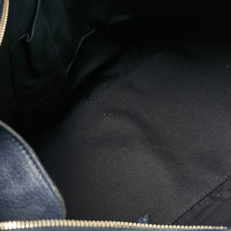 Pre Owned Saint Laurent Navy Blue Leather Medium Cabas Chyc Tote
