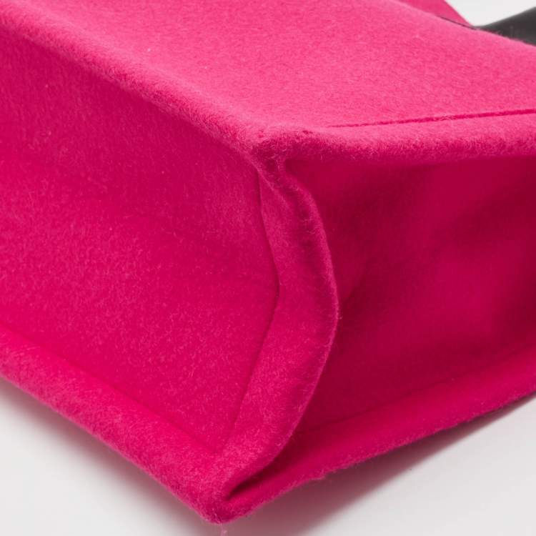Pre Owned Saint Laurent Fuchsia Wool Large Rive Gauche Tote