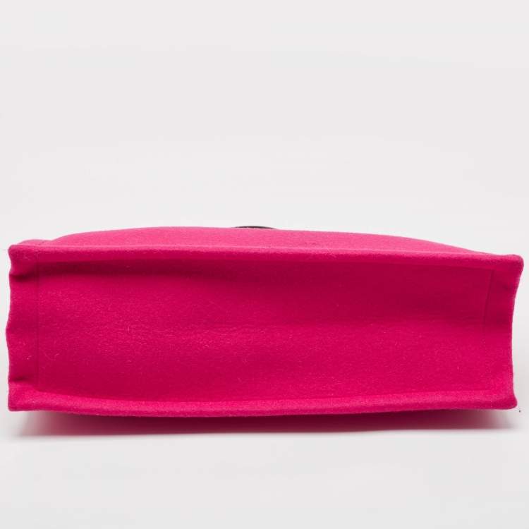 Pre Owned Saint Laurent Fuchsia Wool Large Rive Gauche Tote