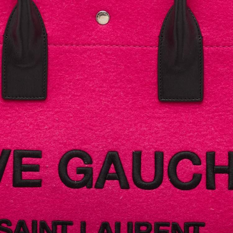Pre Owned Saint Laurent Fuchsia Wool Large Rive Gauche Tote