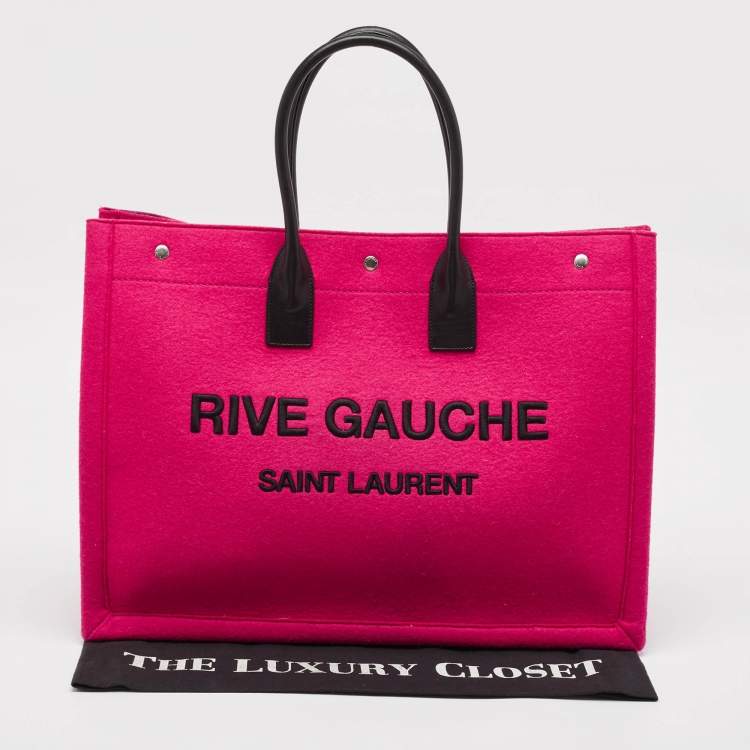 Pre Owned Saint Laurent Fuchsia Wool Large Rive Gauche Tote