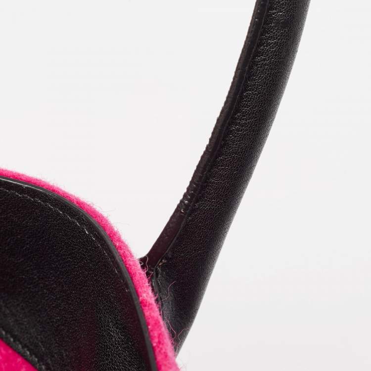 Pre Owned Saint Laurent Fuchsia Wool Large Rive Gauche Tote