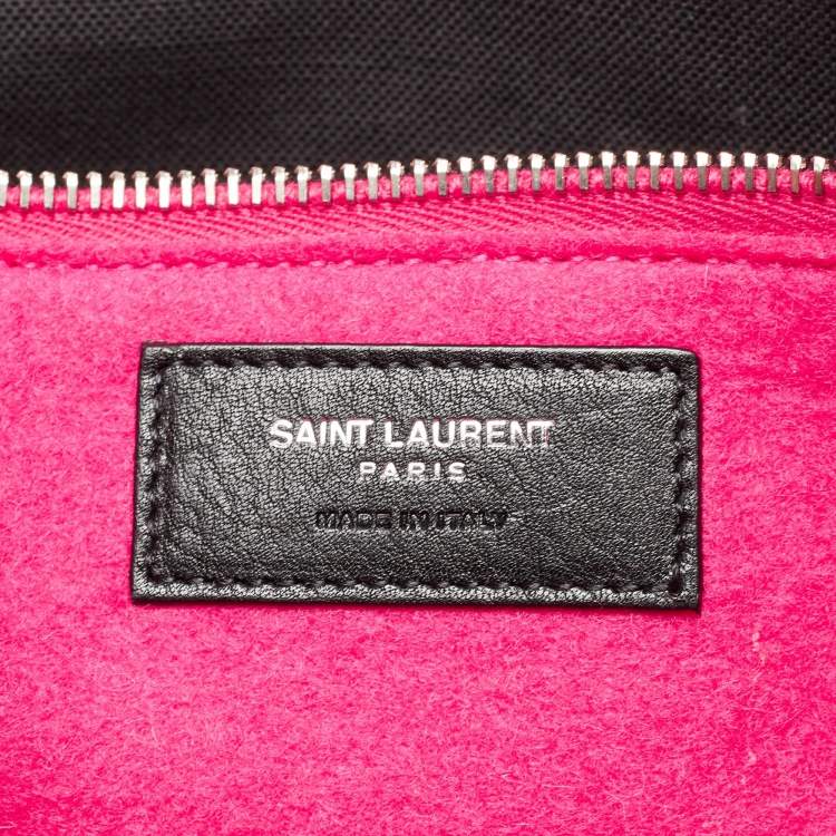 Pre Owned Saint Laurent Fuchsia Wool Large Rive Gauche Tote
