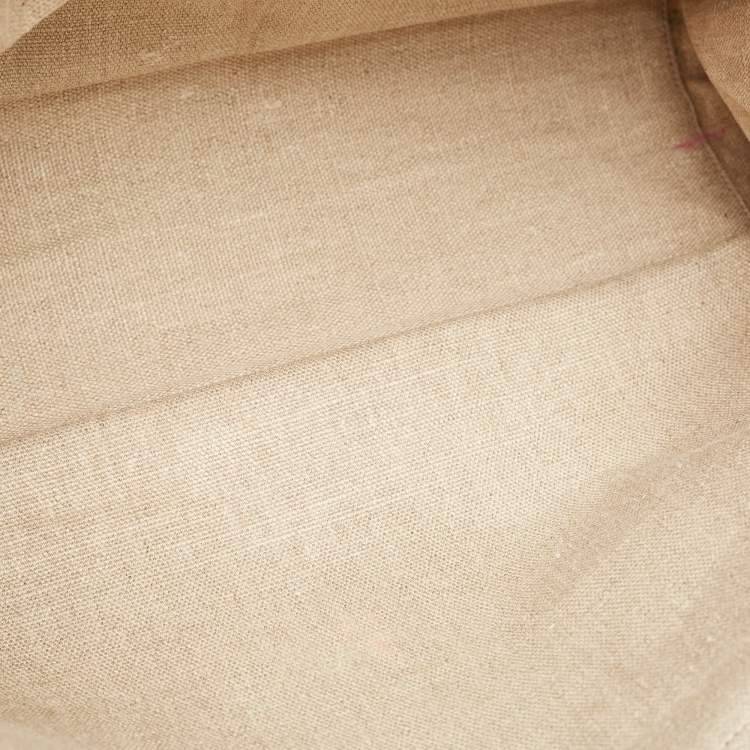 Pre Owned Saint Laurent Two Tone Beige Canvas Large Rive Gauche Tote