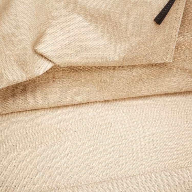 Pre Owned Saint Laurent Two Tone Beige Canvas Large Rive Gauche Tote