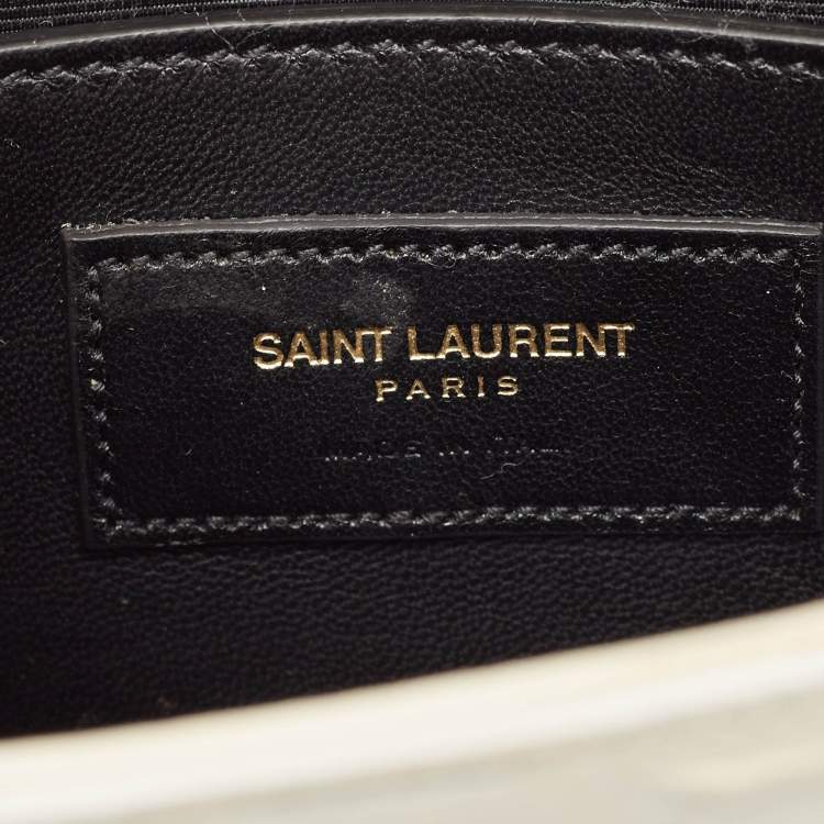 Pre Owned Saint Laurent Off White Python Embossed Leather Small Kate Tassel Crossbody Bag