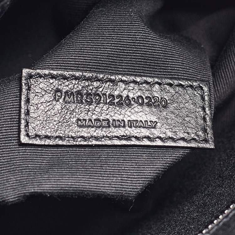 Pre Owned Saint Laurent Black Croc Embossed Leather Medium Monogram Nikki Tote