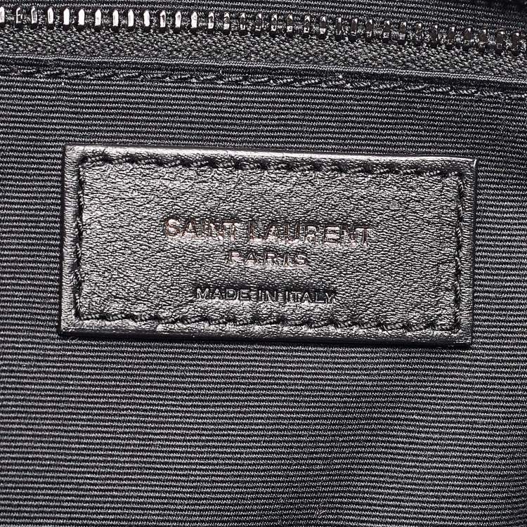 Pre Owned Saint Laurent Black Croc Embossed Leather Medium Monogram Nikki Tote