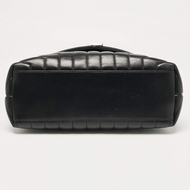 Pre Owned Saint Laurent Black Matelassé Leather Medium Loulou Shoulder Bag