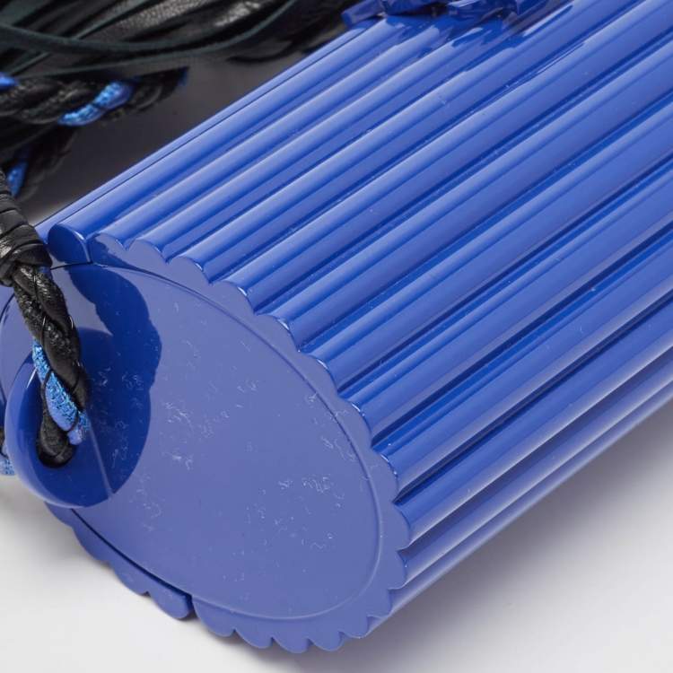 Pre Owned Saint Laurent Blue Plexiglass Opium Tassel Minaudiere Bag