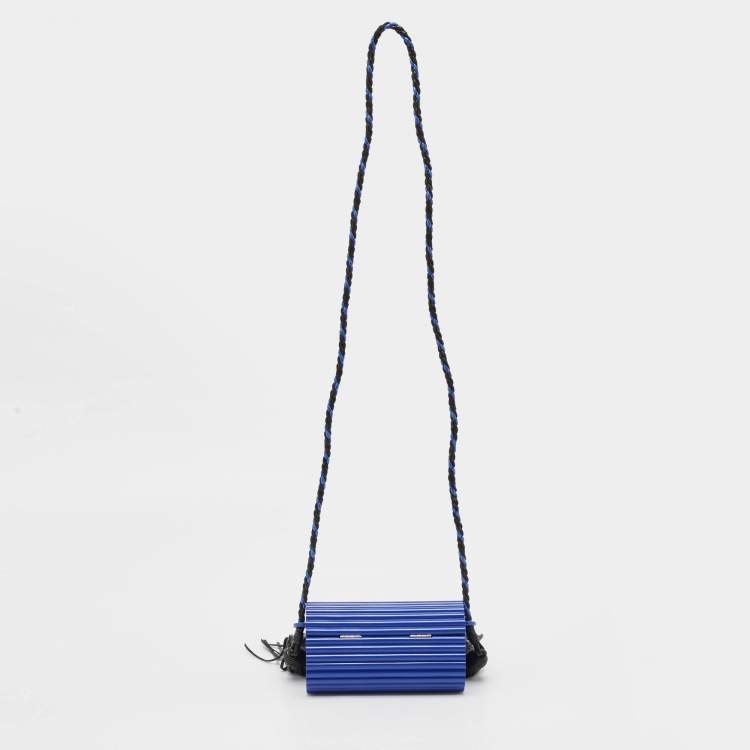 Pre Owned Saint Laurent Blue Plexiglass Opium Tassel Minaudiere Bag