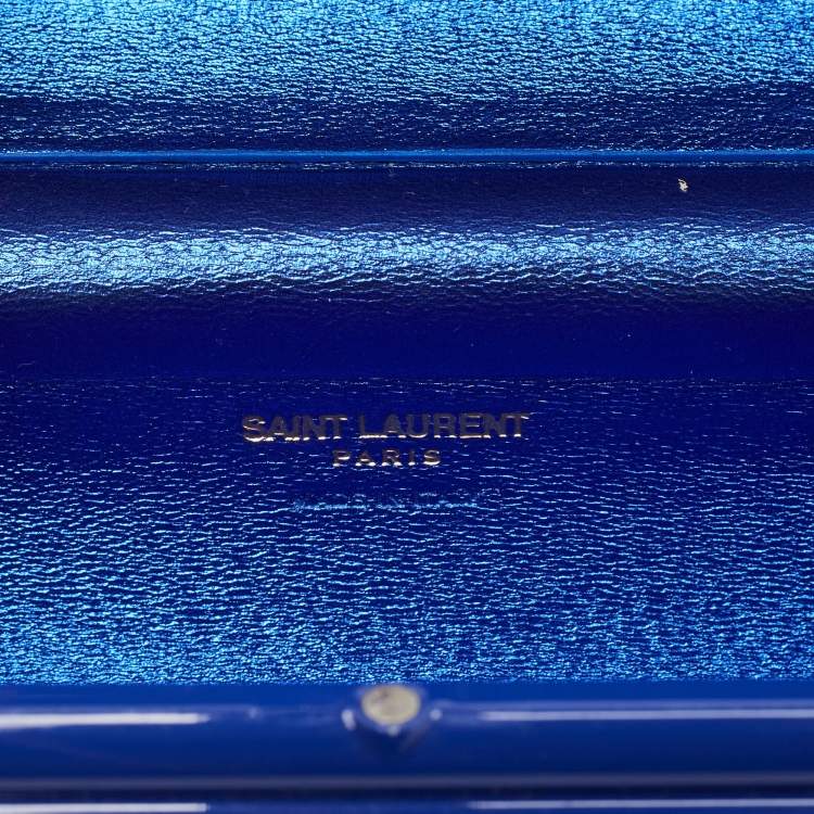 Pre Owned Saint Laurent Blue Plexiglass Opium Tassel Minaudiere Bag