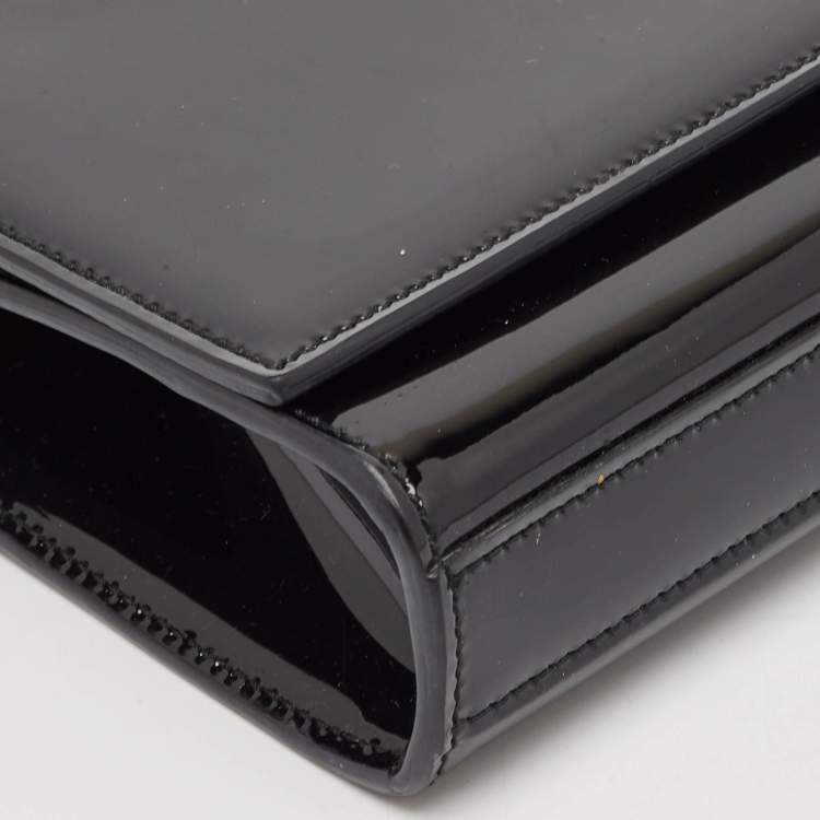 Pre Owned Saint Laurent Black Patent Leather Cassandre Clutch