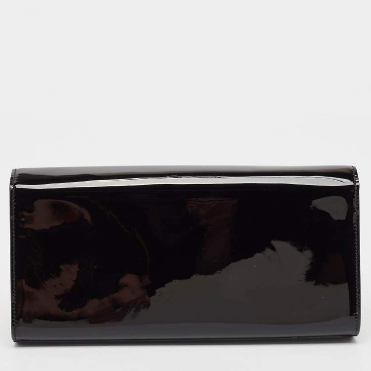 Pre Owned Saint Laurent Black Patent Leather Cassandre Clutch