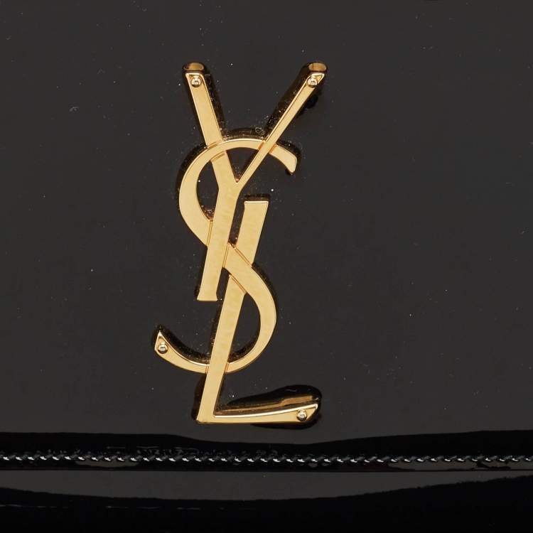 Pre Owned Saint Laurent Black Patent Leather Cassandre Clutch