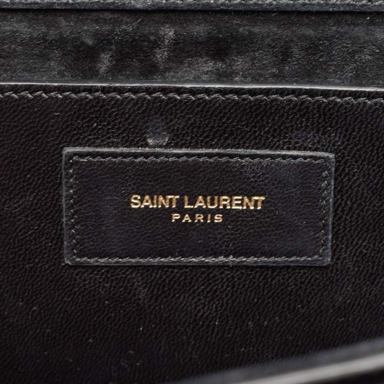 Pre Owned Saint Laurent Black Patent Leather Cassandre Clutch
