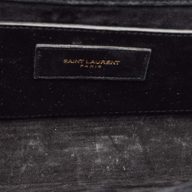 Pre Owned Saint Laurent Black Patent Leather Cassandre Clutch