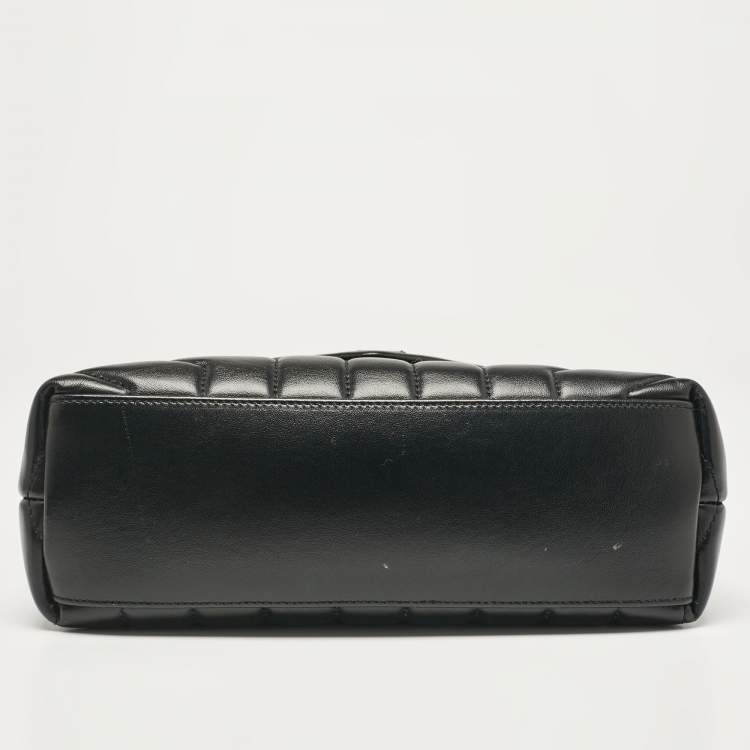 Pre Owned Saint Laurent Black Chevron Leather Small Loulou Shoulder Bag