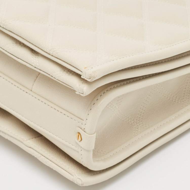 Pre Owned Saint Laurent White Quilted Leather Becky Shoulder Bag