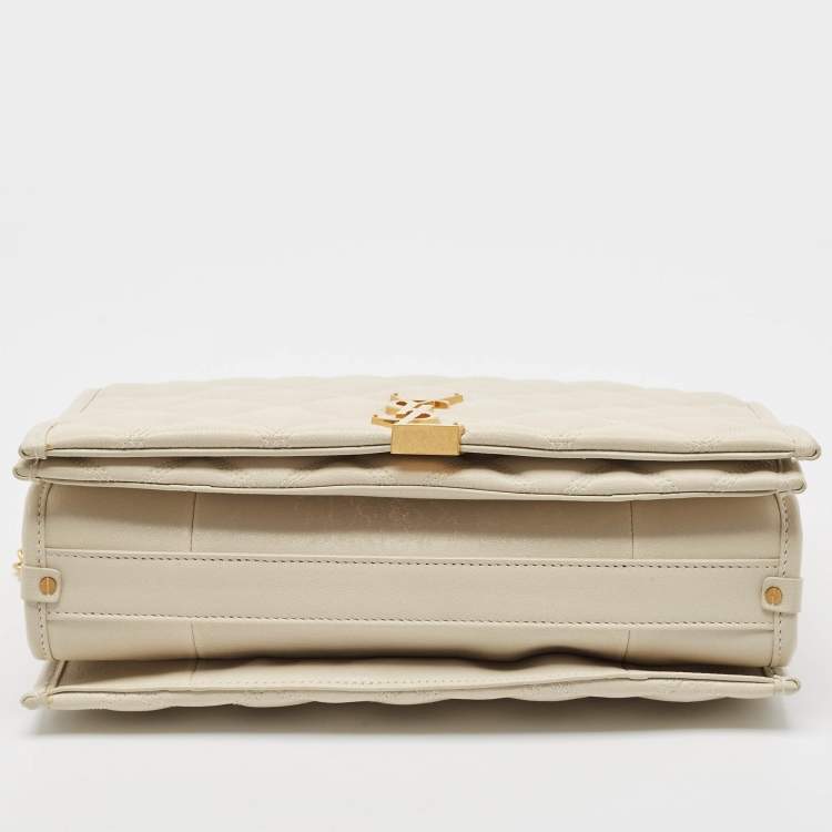 Pre Owned Saint Laurent White Quilted Leather Becky Shoulder Bag