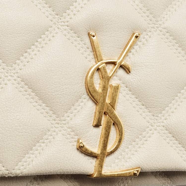 Pre Owned Saint Laurent White Quilted Leather Becky Shoulder Bag