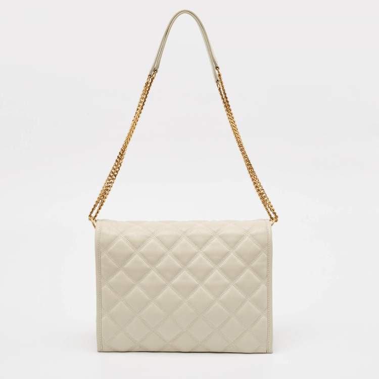 Pre Owned Saint Laurent White Quilted Leather Becky Shoulder Bag