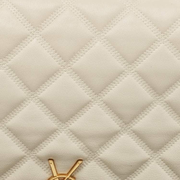 Pre Owned Saint Laurent White Quilted Leather Becky Shoulder Bag