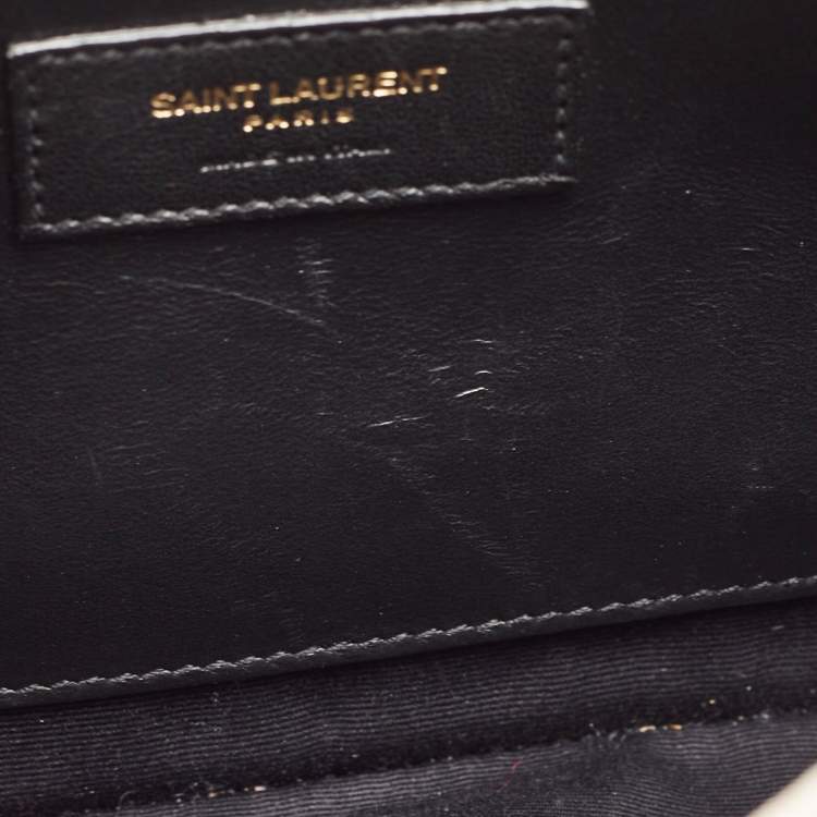 Pre Owned Saint Laurent White Quilted Leather Becky Shoulder Bag