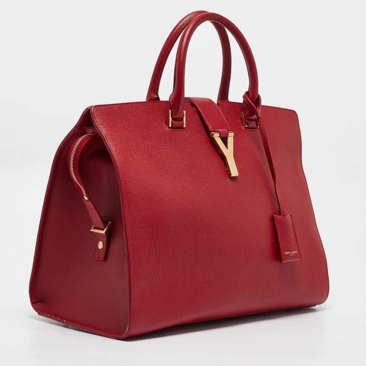 Pre Owned Saint Laurent Red Leather Large Y Cabas Chyc Tote