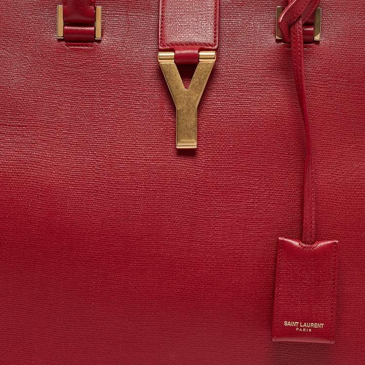 Pre Owned Saint Laurent Red Leather Large Y Cabas Chyc Tote