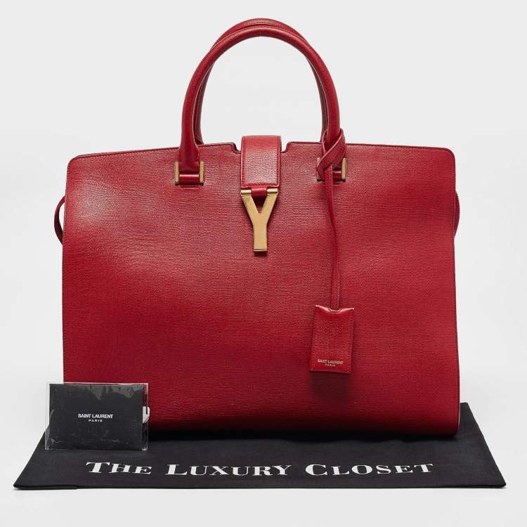 Pre Owned Saint Laurent Red Leather Large Y Cabas Chyc Tote