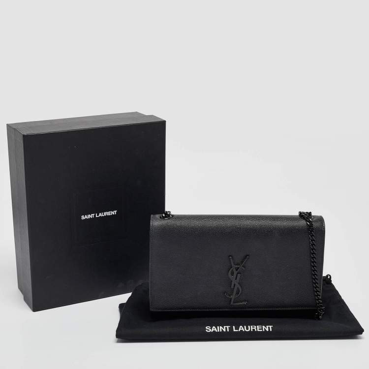 Pre Owned Saint Laurent Black Leather Medium Kate Shoulder Bag