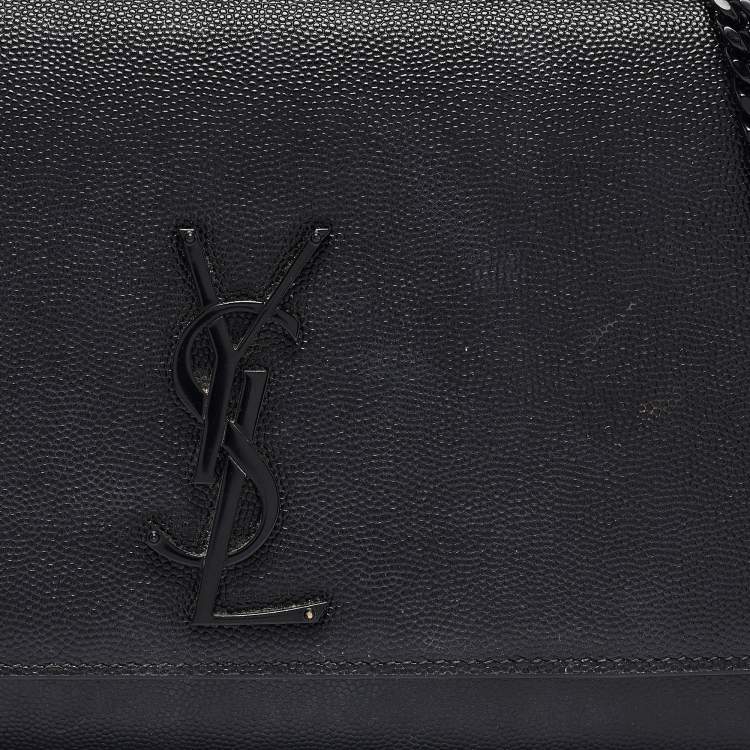 Pre Owned Saint Laurent Black Leather Medium Kate Shoulder Bag