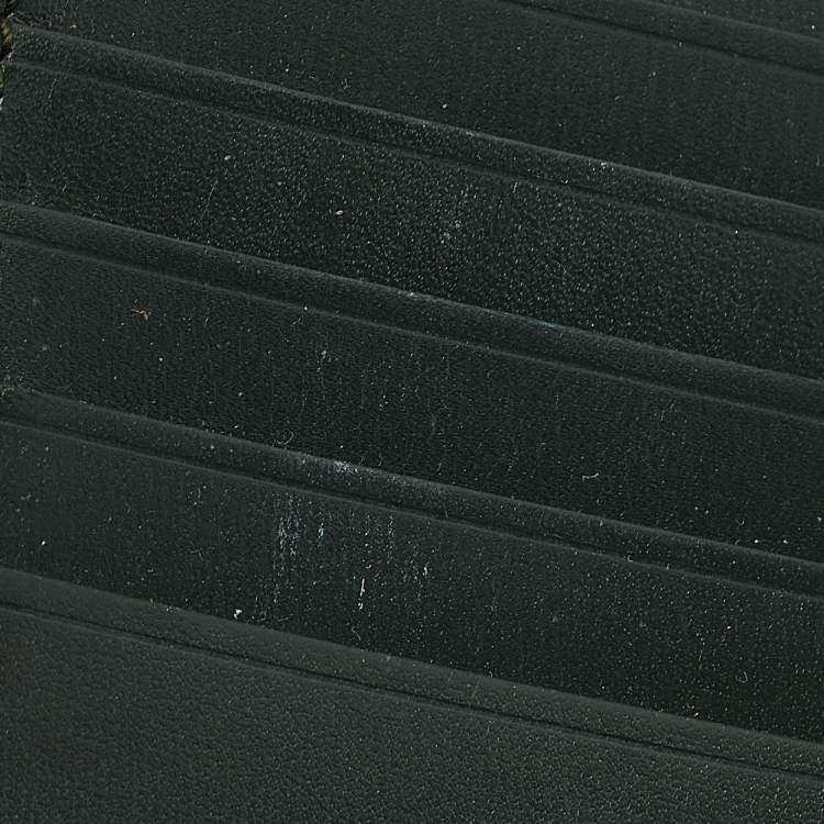 Pre Owned Saint Laurent Dark Green Leather Fragment Zip Card Holder