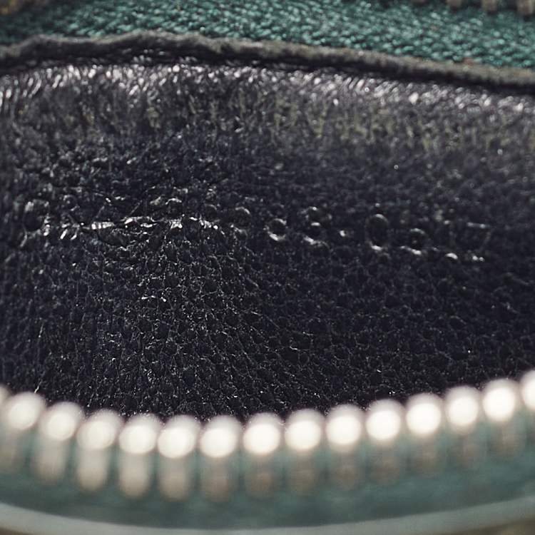 Pre Owned Saint Laurent Dark Green Leather Fragment Zip Card Holder