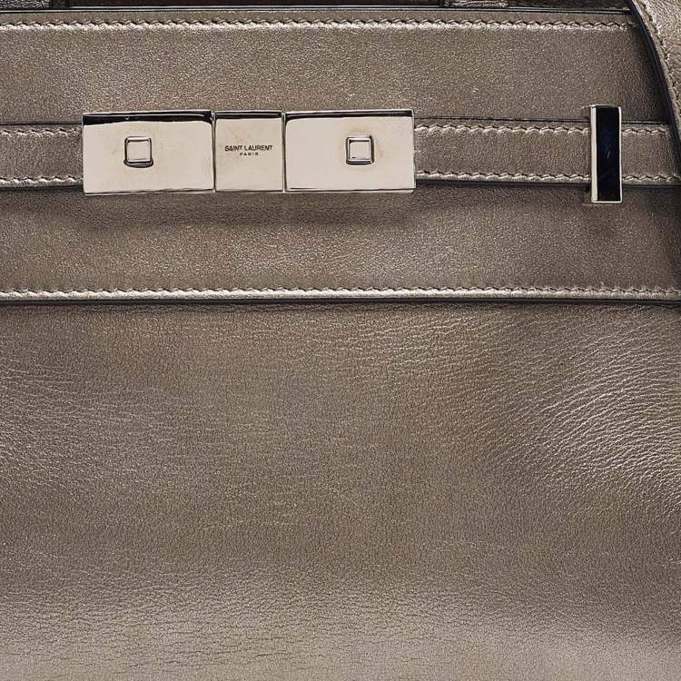 مملوكة مسبقًا Saint Laurent Metallic Leather Nano Manhattan Tote