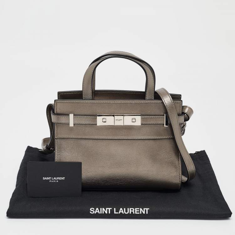 مملوكة مسبقًا Saint Laurent Metallic Leather Nano Manhattan Tote