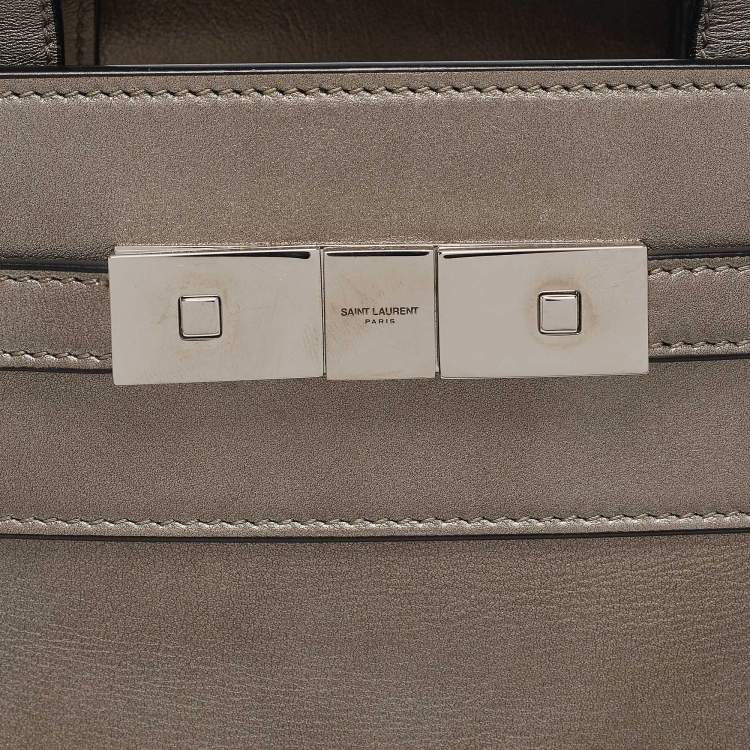 مملوكة مسبقًا Saint Laurent Metallic Leather Nano Manhattan Tote