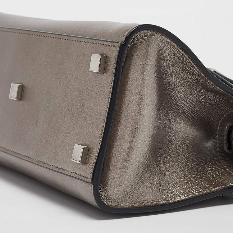 مملوكة مسبقًا Saint Laurent Metallic Leather Nano Manhattan Tote