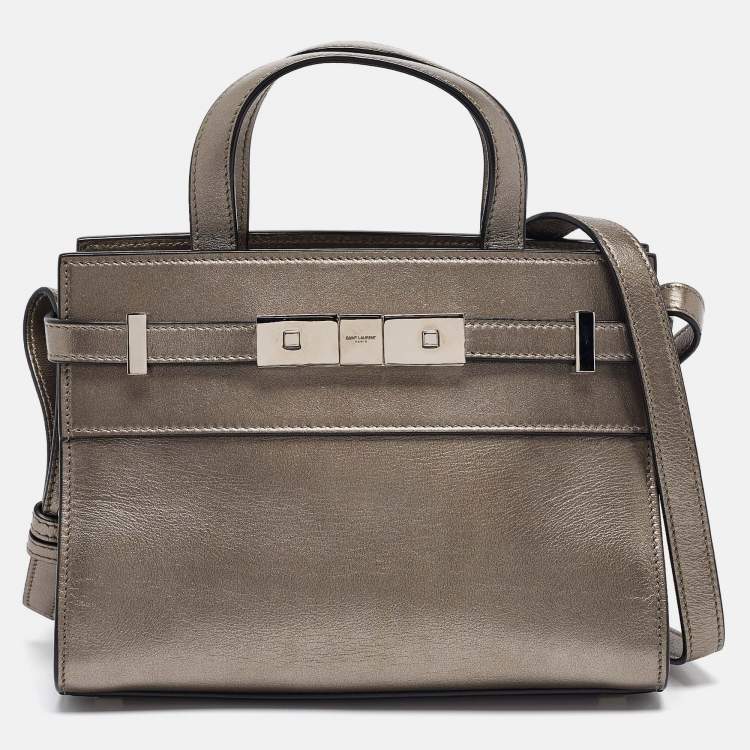 مملوكة مسبقًا Saint Laurent Metallic Leather Nano Manhattan Tote
