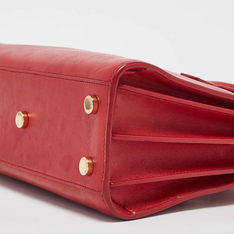 Pre Owned Saint Laurent Red Leather Nano Classic Sac De Jour Tote